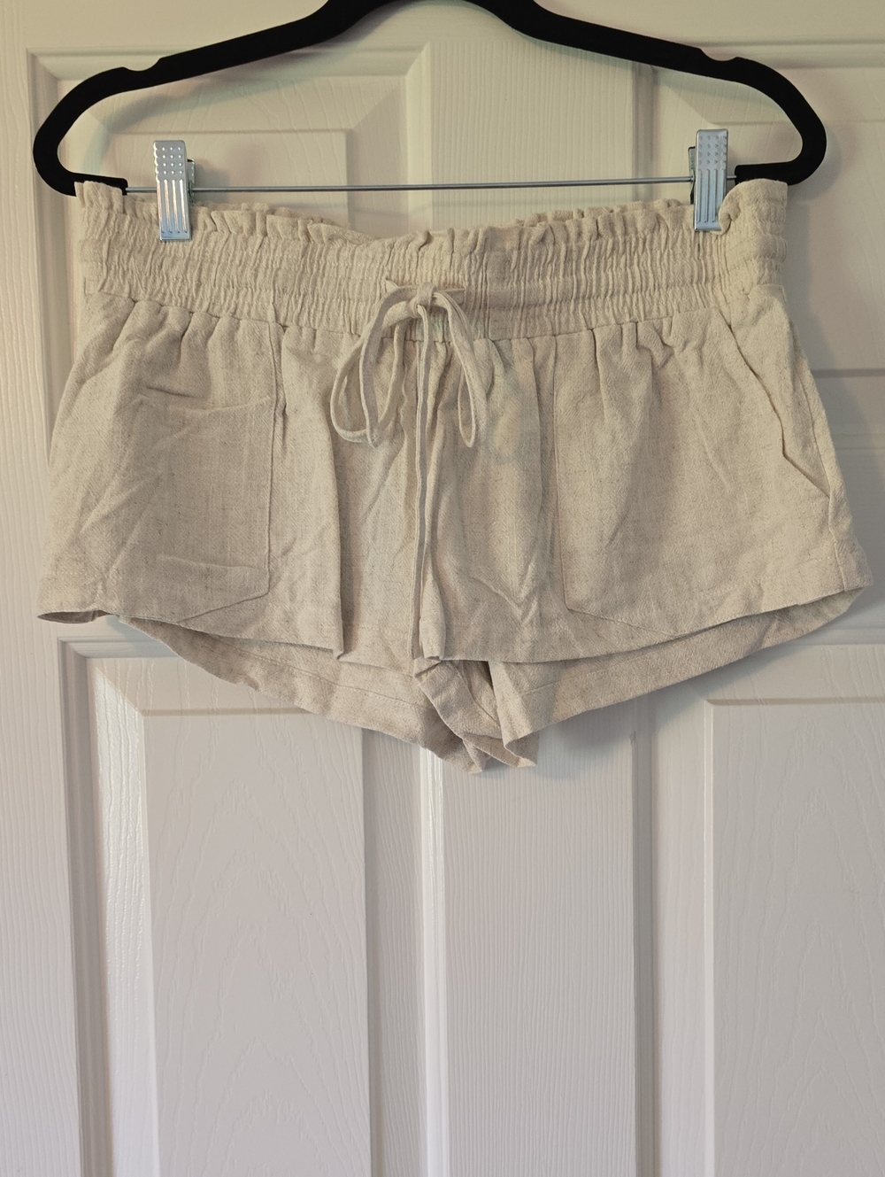 Light Beige Women's Drawstring Linen Shorts Sz Xl Nwt